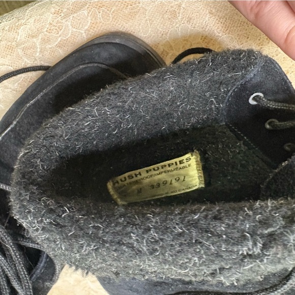 Vintage Hush Puppies Waterproof Black Suede Lace Up Ankle Boots Winter Women’s 7 - Picture 6 of 9